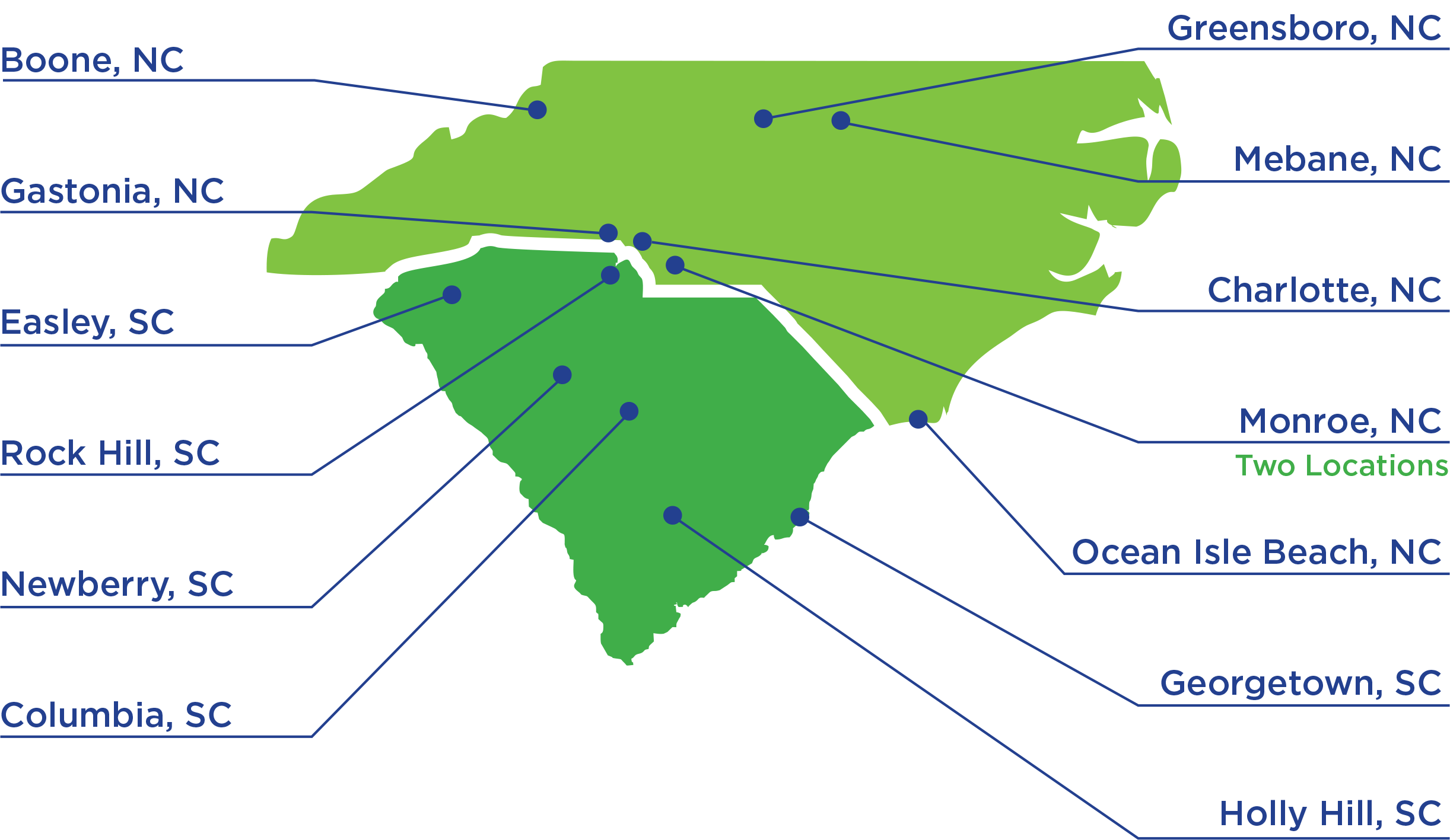 NC SC map